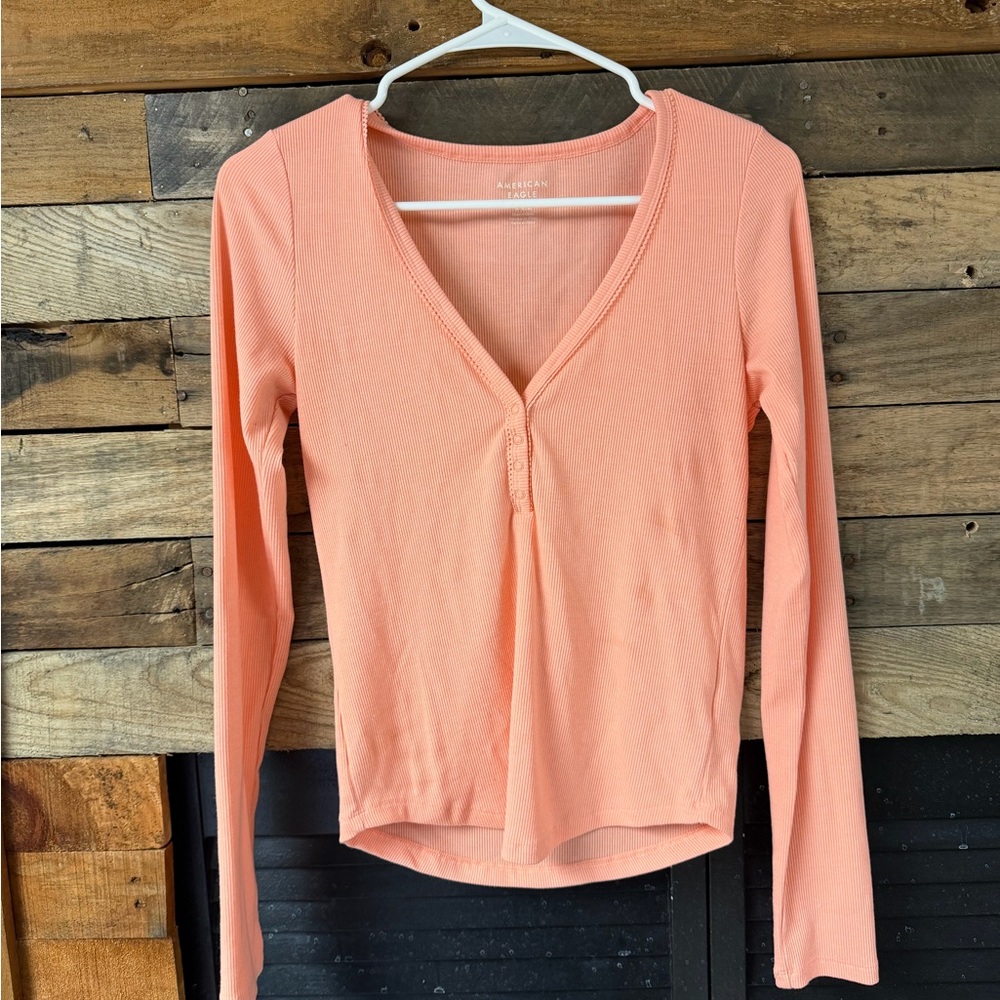 American Eagle Outfitters Coral V-Neck Pajama Top